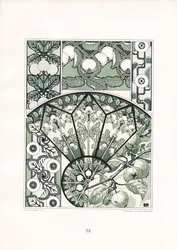 Motivos de frutos em tons de verde (litografia)