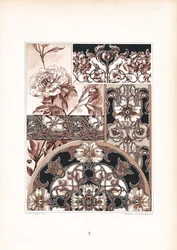 Motivos e ornamentos monocromáticos de cravos (litografia)