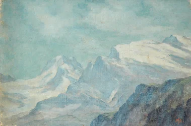Paisagem montanhosa (óleo sobre tela não esticada)