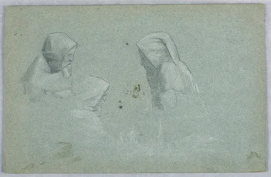 Três estudos do homem em um hábito