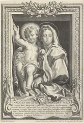 Maria com o Menino Jesus Spes Nostra Salve (título no objeto)