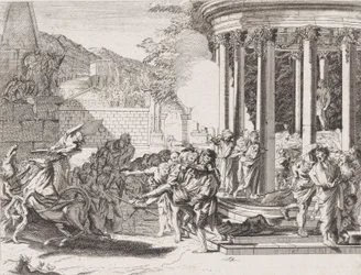 Sinorix sendo carregado do templo após ser envenenado, 1650-1700.