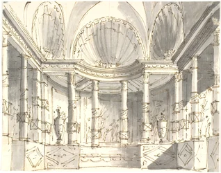 Interior com colunas