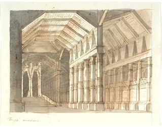 "Templo" com colunas e escadas