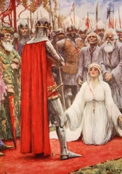 O Rei Eduardo olhou nos olhos da rainha Philippa (cor litho)