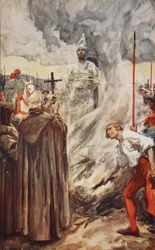 A queima de John Huss a 6 de Julho de 1415, ilustração de 