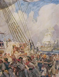 The Old Soberba, ilustração de &39;Tambor de Drake e outras canções do mar&39; por Henry Newbolt (1862-1938)