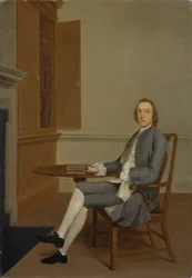 Um homem desconhecido sentado a uma mesa, c.1744-46 (óleo sobre tela)