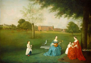 Membros da família Maynard no parque de Waltons, c.1755-1762 (óleo sobre tela)