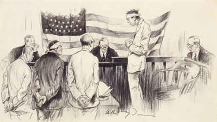 A cena da sala do tribunal