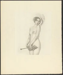 [Nu feminino com chapéu e guarda-sol].