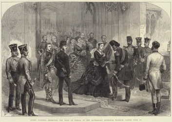 Rainha Vitória recebendo o Xá da Pérsia na Entrada do Soberano, Castelo de Windsor, 20 de junho