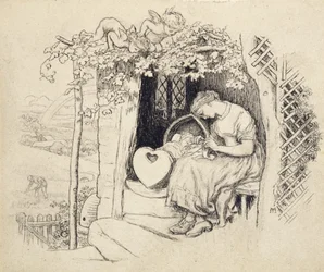 By the Cradle (caneta e nanquim sobre grafite)