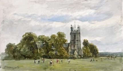Cricket on the Stray, em frente à Igreja de Cristo, High Harrogate (aguarela)