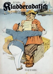 Caricatura alemã sobre os acordos franco-soviéticos (funcionário aduaneiro francês e marinheiro russo:" Tem alguma coisa a declarar Não! Só armas! (Contexto da Guerra de Espanha), "Kladderadatsch" 8/11/1936, il. por Arthur Johnson (1874-1954).