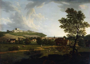 Uma vista extensa de Dover e Dover Castle