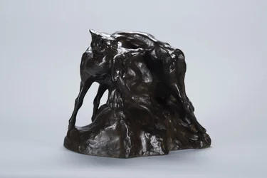 Puma Carrying Deer Carcass, c.1900 (bronze)