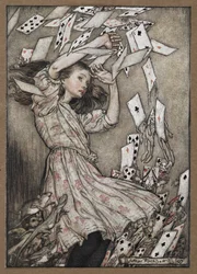 Alice e o maço de cartas em queda