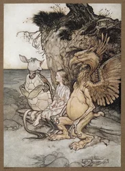 Alice com o Gryphon e a Tartaruga Falsa