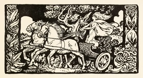 Becfola em sua carruagem de The Wooing of Becfola em contos de fadas irlandeses