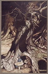A manteiga é obtida das raízes de árvores antigas, de Peter Pan em Kensington Gardens por JM Barrie (1860 - 1937), pub. 1906