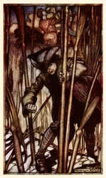 Gulliver é atingido pelo medo à primeira vista dos Ceifadores Brobdingnagianos da Parte II: Uma Viagem a Brobdingnag em Gulliver Viaja por Jonathan Swift