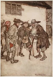 Ele logo encontrou muitos de seus antigos comparsas, embora todos os piores pelo desgaste do tempo, de Rip Van Winkle de Washington Irving, pub. 1910