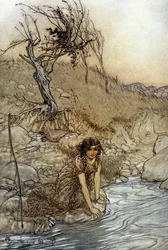 Hermia: Ilustração de Arthur RACKHAM (1867-1939) para The Dream of a Summer Night de William SHAKESPEARE