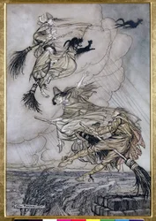 Ei! Até o Lass Chimney! Hey After you !, ilustração em The Ingoldsby Legends of Mirth e Marvels, 1907 (caneta e tinta com wc no papel)