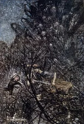 Ilustração de Arthur RACKHAM (1867-1939) para The Dream of a Summer Night de William SHAKESPEARE
