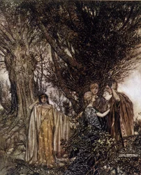 Ilustração de Arthur RACKHAM (1867-1939) para The Dream of a Summer Night de William SHAKESPEARE