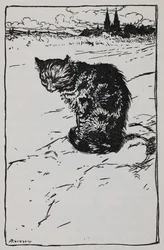 Ilustração de um gato de The Bremen Town Musicians.