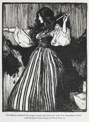 Ilustração de uma rapariga com um vestido às riscas de Sweetheart Roland.
