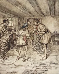 Deixe-me brincar de leão também, ilustração de &39;Sonho de uma noite de verão&39;, de William Shakespeare, 1908
