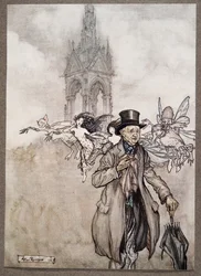 O velho sr. Salford era uma senhora de caranguejo de um velho cavalheiro que perambulava o dia inteiro nos Jardins, de Peter Pan em Kensington Gardens, de JM Barrie (1860 - 1937), pub. 1906