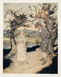 Passeando pelo Crepúsculo .., de The Legend of Sleepy Hollow por Washngton Irving (1783 - 1859), pub. 1928
