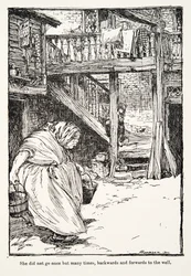 Ela não foi uma vez, mas muitas vezes, indo e voltando para o poço, de Os contos de fada dos irmãos Grimm, pub. 1909