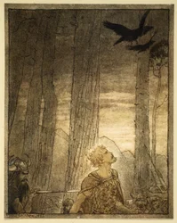 A morte de Siegfried, ilustração de "Siegfried and the Twilight of the Gods" (Siegfried e o Crepúsculo dos Deuses)