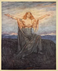 &39;Sol, eu te saúdo! Salve, ó luz! Salve, ó glorioso dia! &39;, Ilustração de&39; Siegfried e o Crepúsculo dos Deuses &39;, 1924