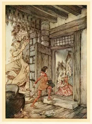 Pegando as chaves do castelo, Jack destrancou todas as portas, desde o English Fairy Tales, pub. 1922.