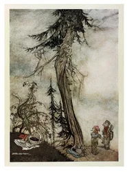 O Abeto e o Bramble, ilustração de &39;Fábulas de Esopo&39;, publicado por Heinemann, 1912