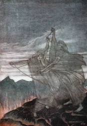 Os Norns desaparecem. Ilustração para Siegfried e O Crepúsculo dos Deuses, de Richard Wagner, 1910