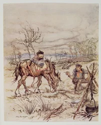 O cigano comentou de uma maneira descuidada Quer vender aquele seu cavalo , de Wind in the Willows de Kenneth Grahame (1859 - 1932), pub. 1940