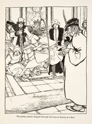 A bela donzela saltou pelo aro tão levemente como um veado, de Little Brother & Little Sister e Outros Contos dos Irmãos Grimm, pub.1917 (litho)