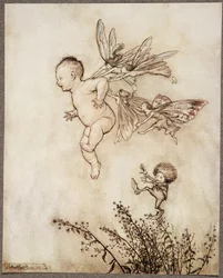 Todos eles fizeram cócegas no ombro dele, de Peter Pan em Kensington Gardens por JM Barrie (1860 - 1937), pub. 1906