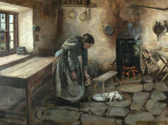 Interior da casa de campo (óleo sobre tela)