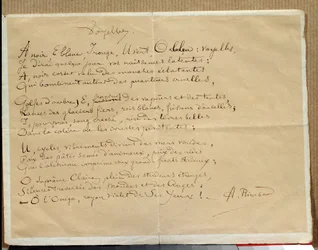 Manuscrito do poema de Arthur Rimbaud: "As Vogais".