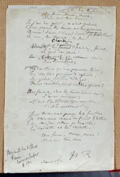 Manuscrito do poema "Les fetes de la faim", de Arthur Rimbaud, agosto de 1872. Charleville, Musee Rimbaud