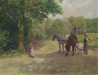 Paisagem com cavalo e carroça (óleo sobre tela)