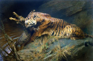Tigre e Crocodilo (óleo sobre tela)